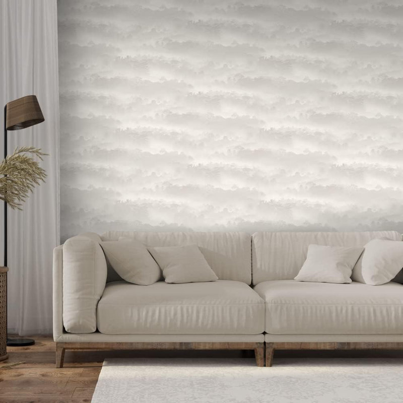 Tropical Landscape Taupe Feature Jungle Landscape Paper Luther Glitter Wallpaper Roll