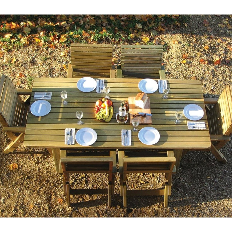 Pepe Garden Furniture Dining Sets 6 - Person Wood Patio Dining Set with Rectangular Table, 7 Pieces: Table, 6 Chairs