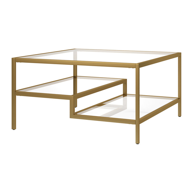 Table basse avec rangement Lovett, Laiton