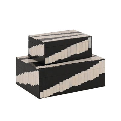 Kamari 2 Piece Geometric Inlay Decorative Nesting Boxes