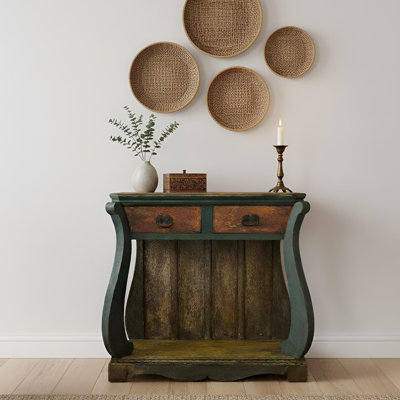 Console 39 po en bois peint à la main avec 2 tiroirs pour entrée