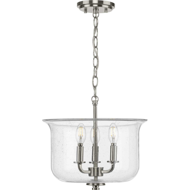 Lustre unique à 3 lumières Nedmond, Nickel brossé