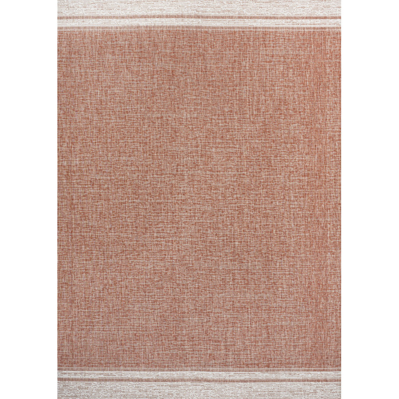Alda Modern Minimalist Mingled Solid Salmon/Cream Indoor/Outdoor Rug, Rectangle 7'10" x 10'