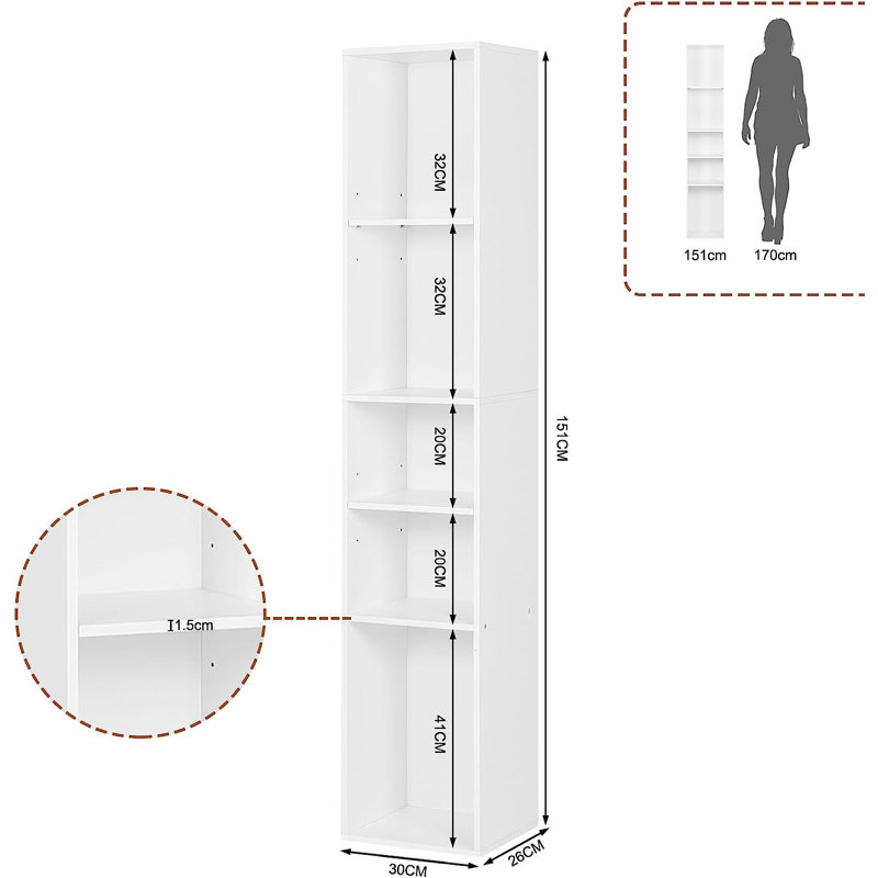 Bouvard 151cm H x 30cm W Standard Bookcase