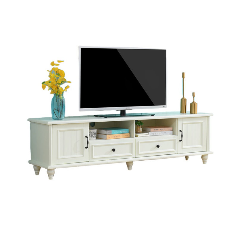 Crédence de rangement moderne simple 78,7 po, Blanc ivoire
