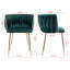 Ensemble de 2 chaises de salle à manger en velours vert émeraude - structure moderne en métal doré, capacité de 300 lb et assemblage en 15 minutes