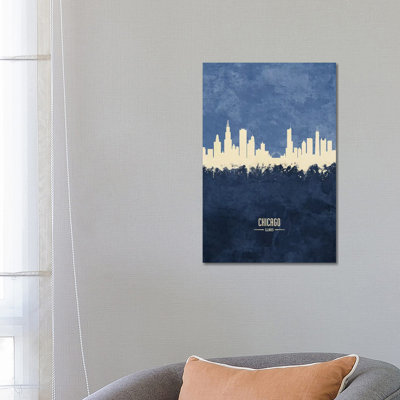 Chicago Illinois Skyline Navy by Michael Tompsett - Wrapped Canvas Print