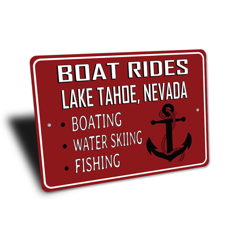 Panneau en aluminium «Boat Rides Lake», H 12 po x l 18 po x P 0,06 po