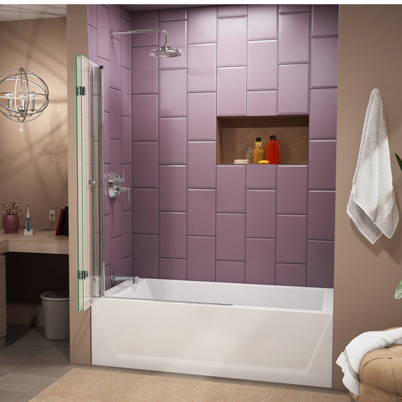 Porte de baignoire pliante semi-sans cadre l 36 po x H 58 po Aqua Fold