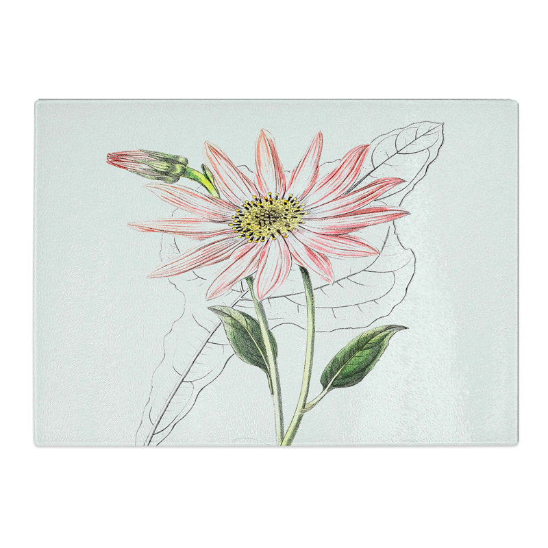 Tempered Glass Coneflowers Chopping Board, 28.5 cm W x 20 cm L