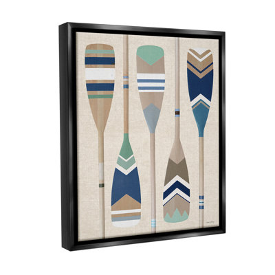 " Striped Boating Oars Floater Frame " by Amber Sterling on Canvas