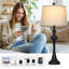 Lampe de table à intensité variable de 29 po en métal avec contrôle tactile et ports USB, ampoule incluse-1185453787