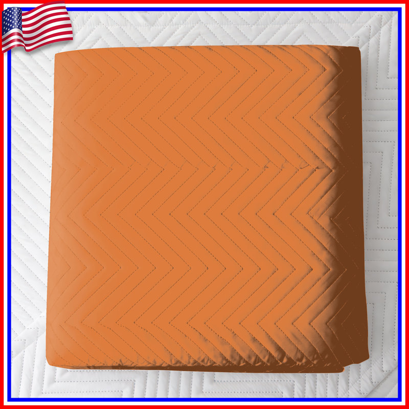 Couvre-lit matelassé de couleur unie orange toutes tailles, Double