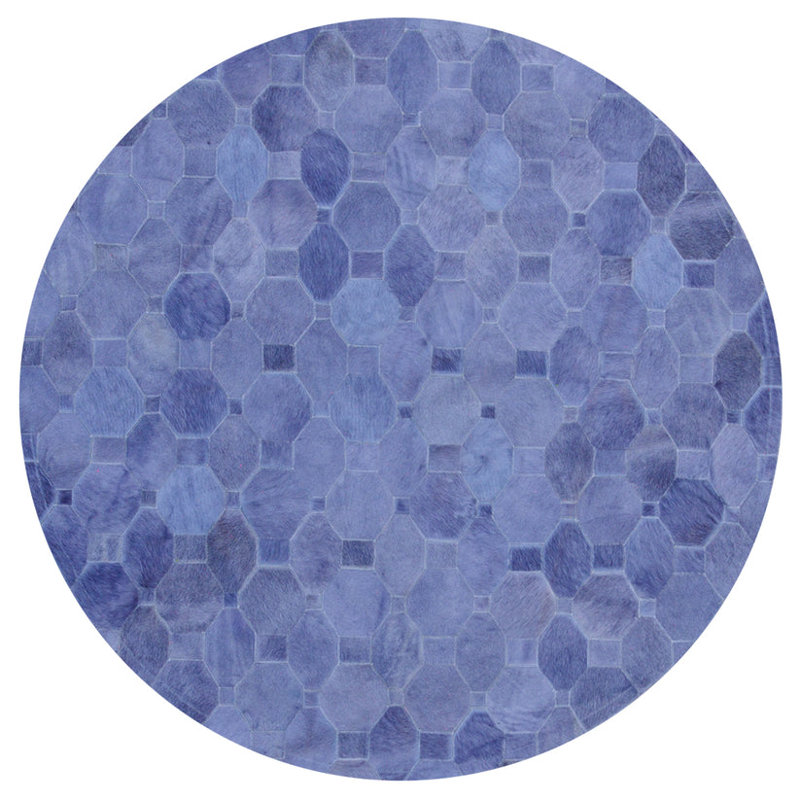 Art Hide Cowhide Area Rug in Blue, Round 9'