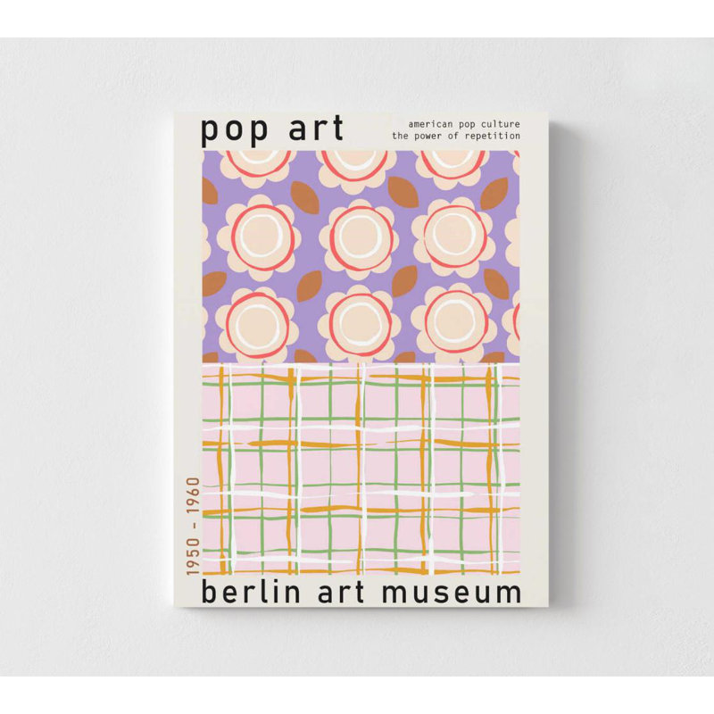 Affiche du musée Pop Art - reproduction rétro d'une exposition de fleurs et de carreaux, H 16 po x l 12 po, Ne s’applique pas