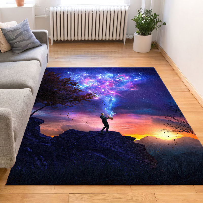 Vibrant Floral Design Non Woven Thin Type Printed Rug Perfect for Adding a Touch of Natural Beauty to Your Home Decor
