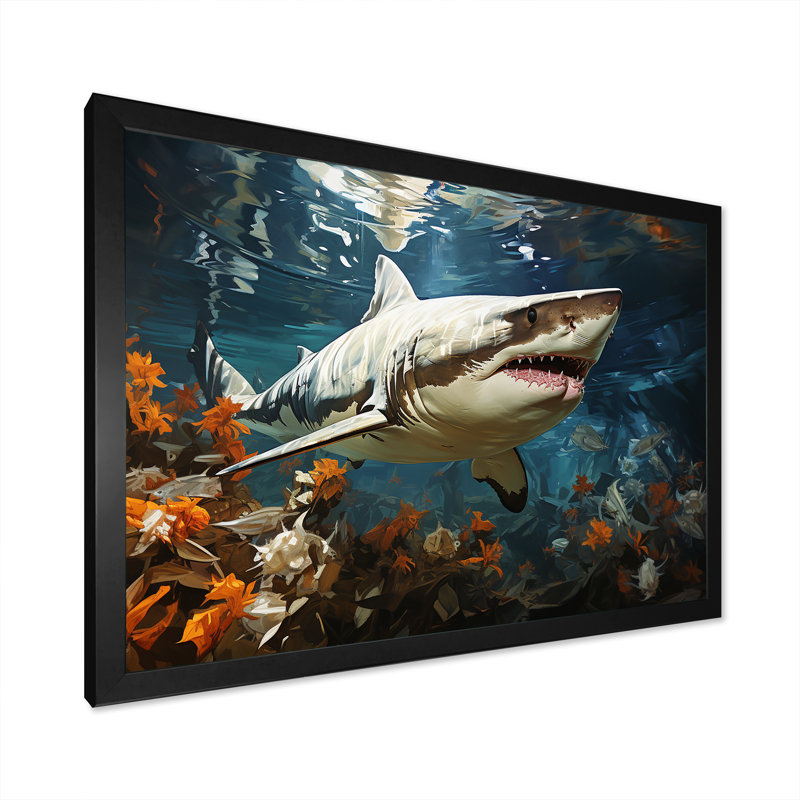 " Shark Ballet Painting ", 30" H x 40" W x 1.5" D, Black Single Picture Framed