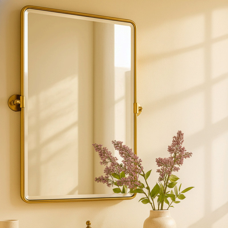 Miroir mural de salle de bain Woodvale, Or brossé, 30 po x 20 po