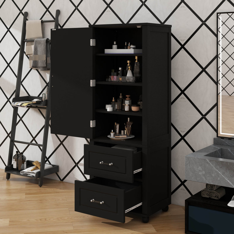 Armoire de rangement pour salle de bain Towering Alone, Noir
