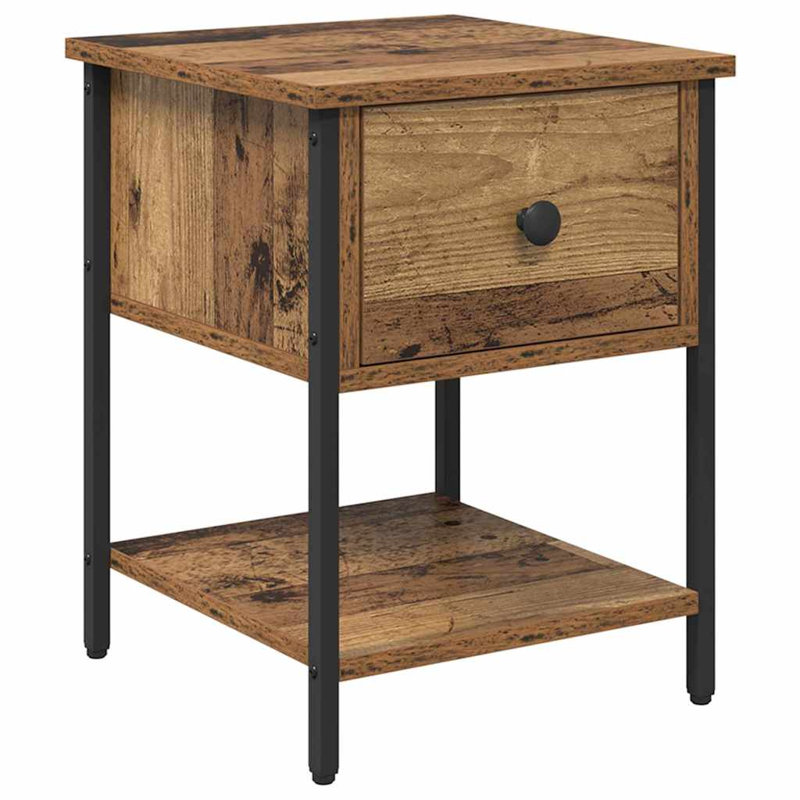 34cm W Manufactured Wood Bedside Table, Old Wood