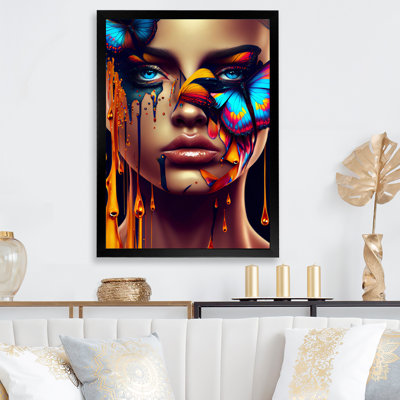 «Sensual Woman with Colorful Butterfly II», impression sur toile