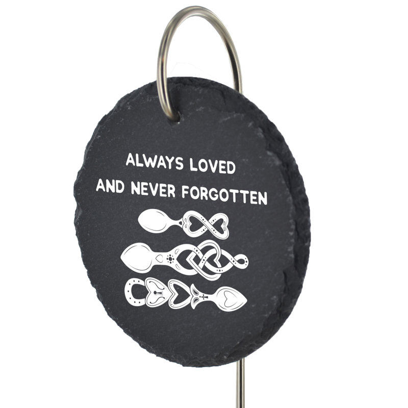 Brania Slate Heart Grave Marker Love Spoons Memorial Plaque