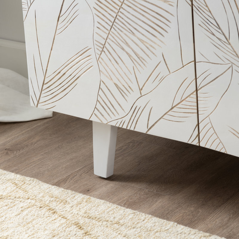 Cottage 79 in. White Solid Wood 4 Door Media Credenza_Sideboard
