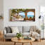 Art mural sur toile en pierre avec vignes et mer turquoise-1835954511