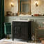 Meuble-lavabo 24 po Modern French Atelier avec comptoir en céramique, meuble-lavabo simple avec tiroir basculant, 2 tiroirs coulissants et armoire de rangement avec organisateur de porte, pieds en bois massif (disponible en noir, blanc, bleu et vert)-129521232