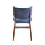 Chaises d'appoint bleues rembourrées (de 2) - Mid-Century moderne, chaise d'eau 2 pièces, confortable à l'huile Scratch, finition noyer, salle à manger-1456544140