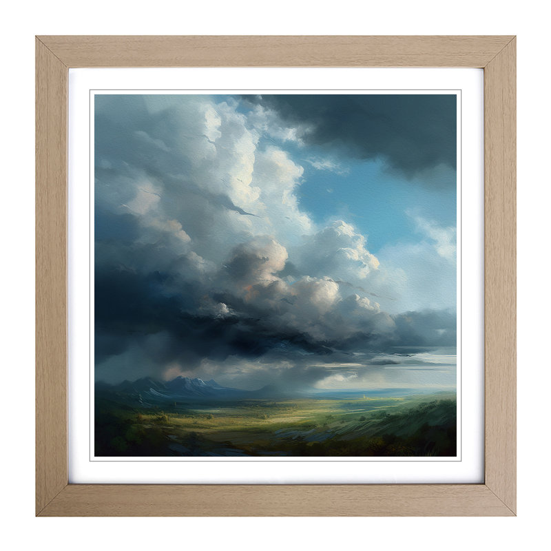 Cloudy Sky Realism - Framed Print, Oak