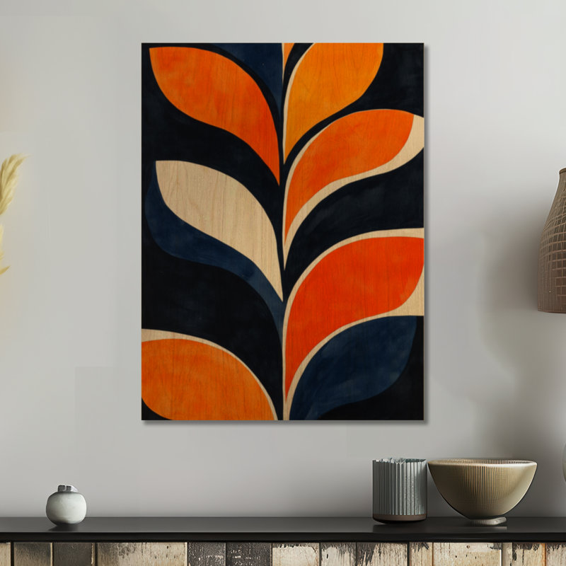 Motif de feuilles au coucher du soleil - Décoration murale en bois à feuillage, H 32 po x l 24 po, Rectangulaire