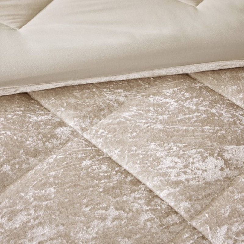 Ensembles de literie en velours luxueux, finition polyester champagne, très grand / très grand confort