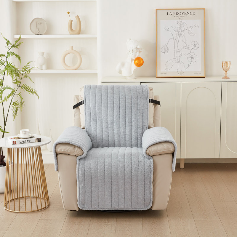 Housse pour fauteuil inclinable Shaggy, Mélange de polyester gris clair