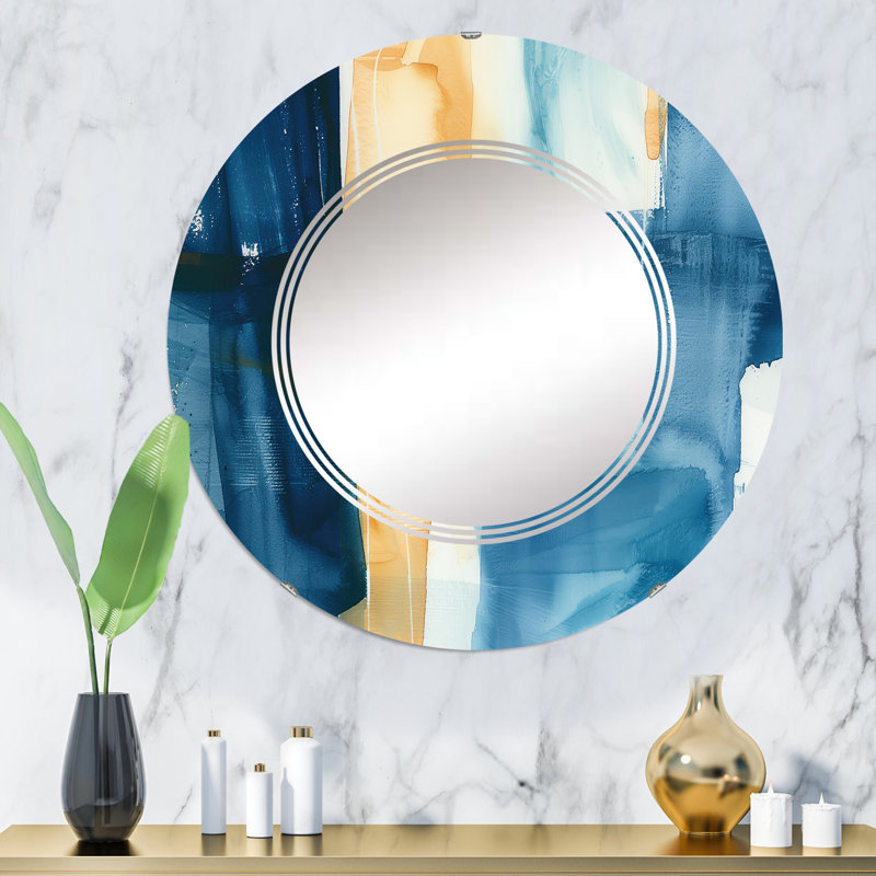 Panneau Indigo IV - Miroir moderne, H 31,5 po x l po