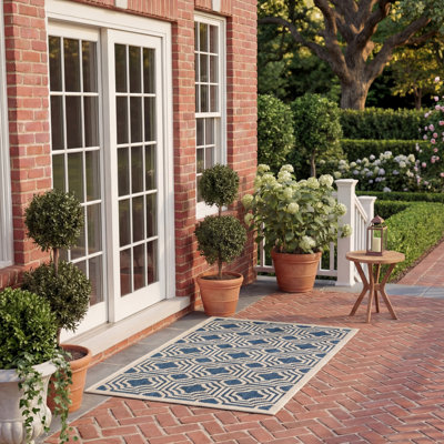 Tapis intérieur / extérieur bleu marine / beige Arneshia