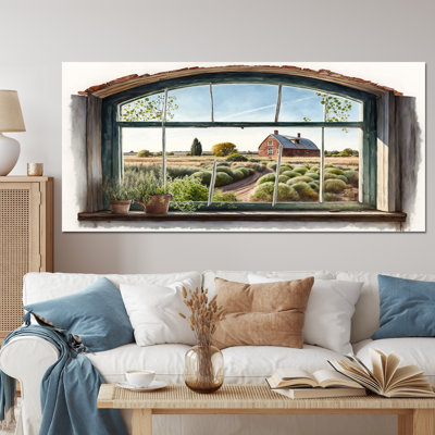 Fenêtre vue de grange - art mural de fenêtres de ferme