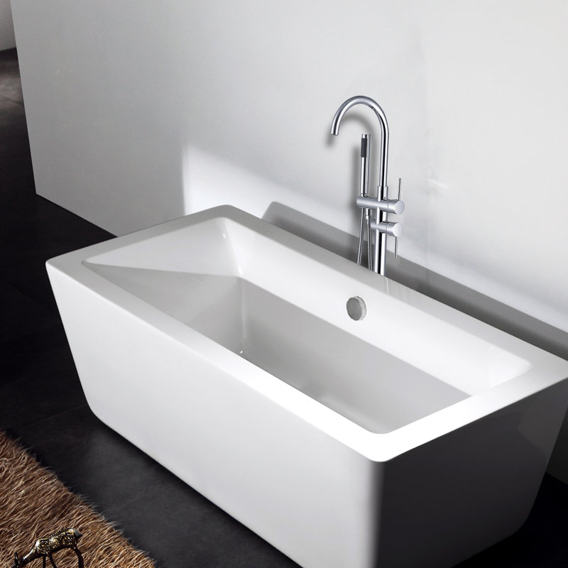 Elegant Freestanding Bathtub Faucet And Hand Shower - Metal, Plating, 44.91 In. Depth, Bathroom Ornament Choice Modern With Solid Finish, 3.9 Gpm Water Flow Rate, Refresh