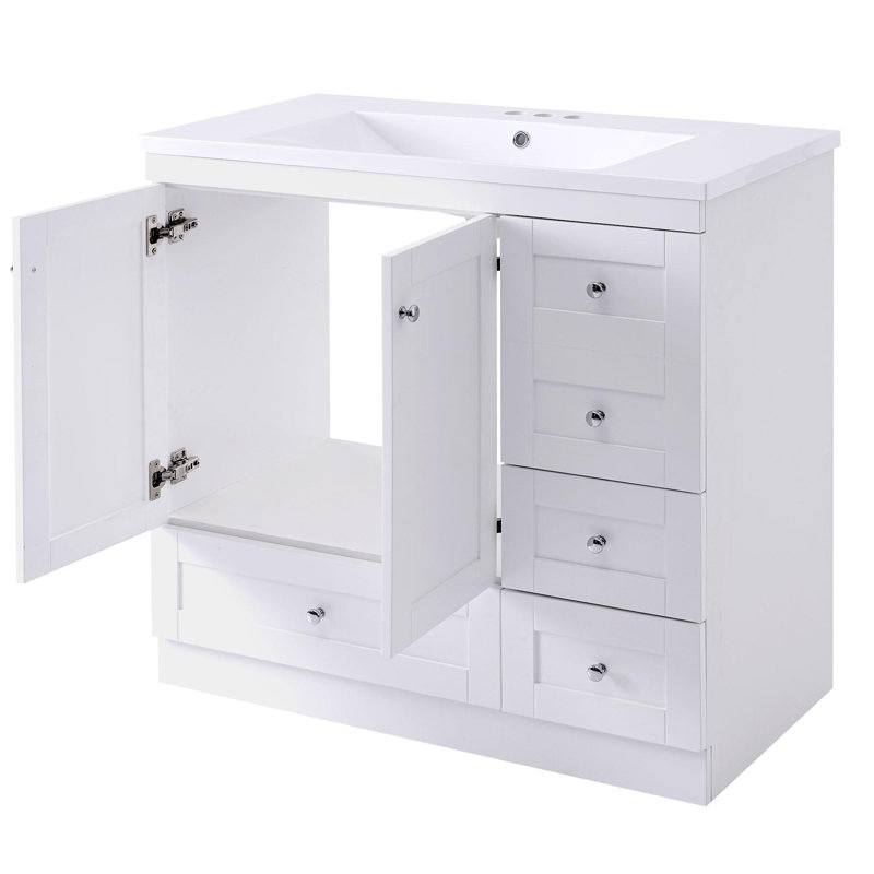Meuble-lavabo sur pied 36 po style Shaker, Blanc