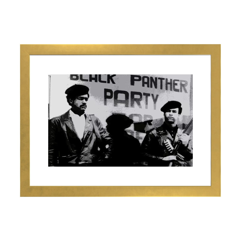 Black Panther Party - impression d'art graphique, Papier encadré doré, H 24 po x l 32 po x P 1 po