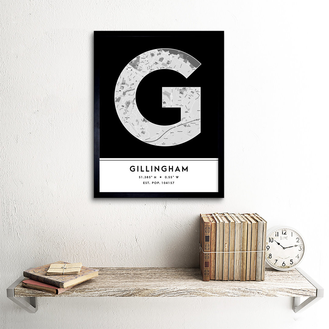 Gillingham England United Kingdom City - Single Picture Frame Typography