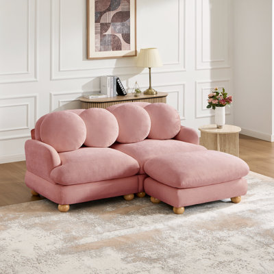 68" L-Shaped Modular Sectional Sofa With Movable Ottoman and 4 Pillows，Modern Comfy Chenille Cloud Couch Loveseat Sofa with 24" Deep Seat For Living Room