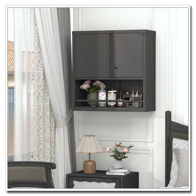 Armoire de rangement murale avec tablettes réglables, Noir