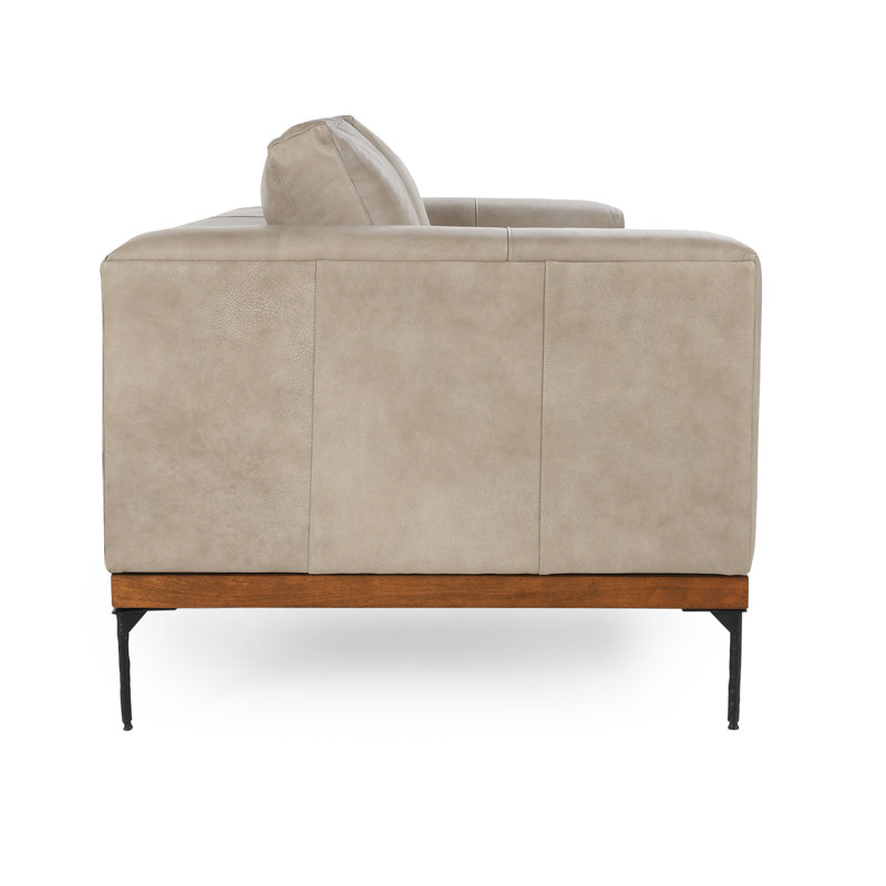 Bentley 95'' Leather Match Square Arm Sofa, Gray Leather Match