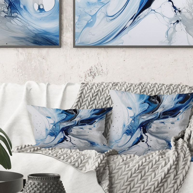 Blue And Grey Ethereal Elixir I - Abstract Printed Throw Pillow