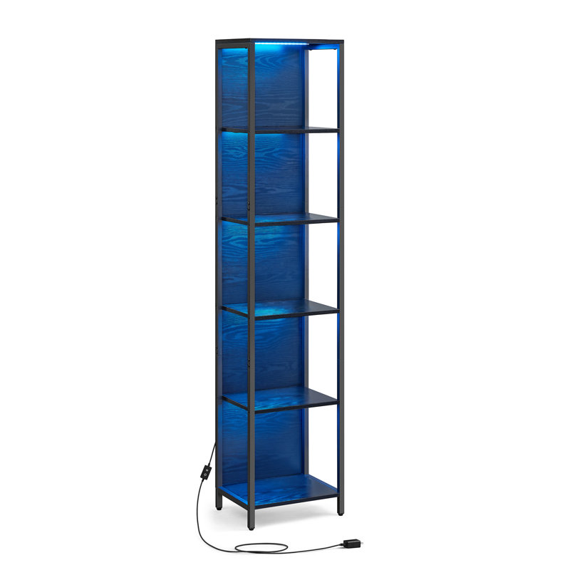 70.3'H LED Bookshelf, Display Shelf With Dimmable Lights, (5 Shelves) 70.3" H x 15.7" W x 11.9" D