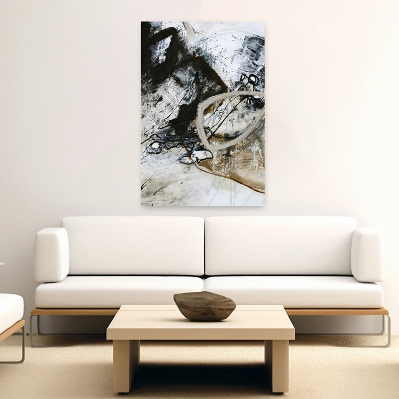 Black And White 2 Abstract Contemporary Art, 60" H x 40" W