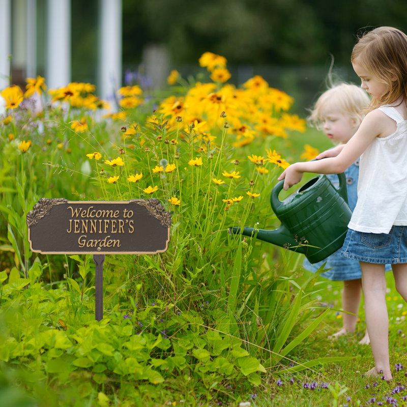 Enseigne de jardin personnalisée welcome, Bronze/Doré, Oui