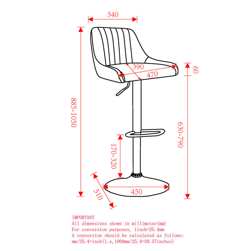 Tabouret de bar Castleman, Noir