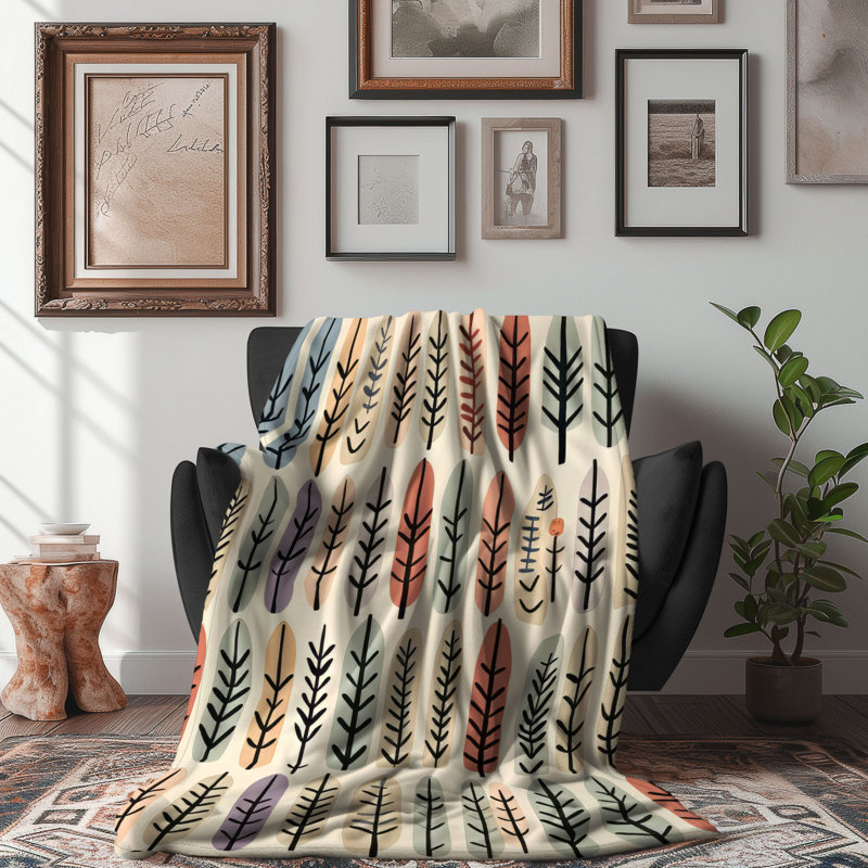 Broderie rustique - couverture en sherpa de qualité supérieure 1 pièce, L 80 po x l 60 po